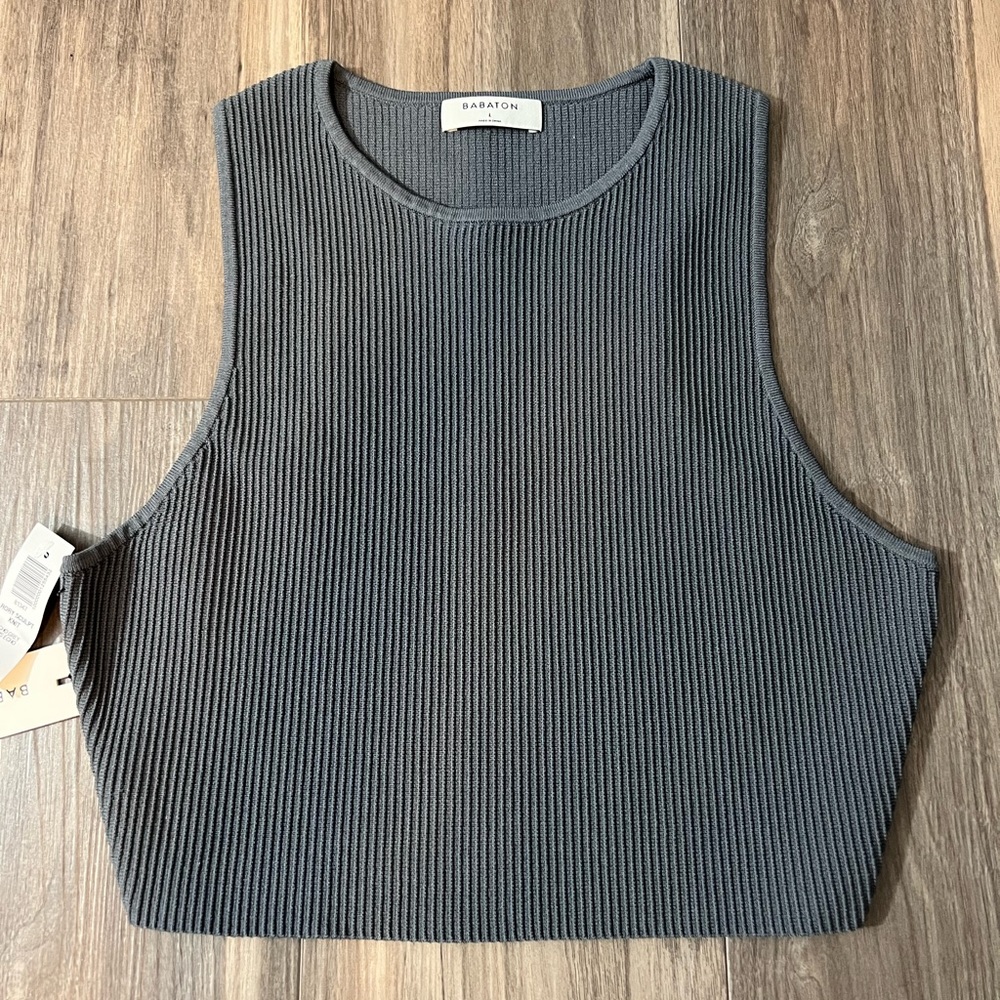 Aritzia Babaton Rory Sculpt Knit Tank Top Brand New Echo Grey